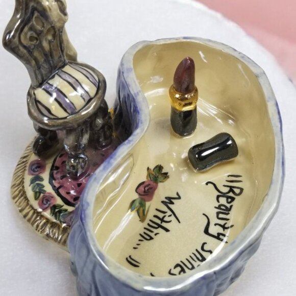 Blue Sky Clay Works Vanity Tray Dish Heather Goldminc "BEAUTY SHINES FROM WITH" - Picture 6 of 14